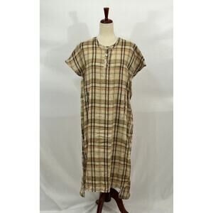 MOSKIDDOS Sz 1 S M Savoca Dress Terra Plaid 100% Linen NWT